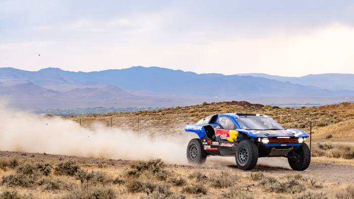 Rally Raid (4WD) race vehicle number RR228 at speed, Mitch Guthrie