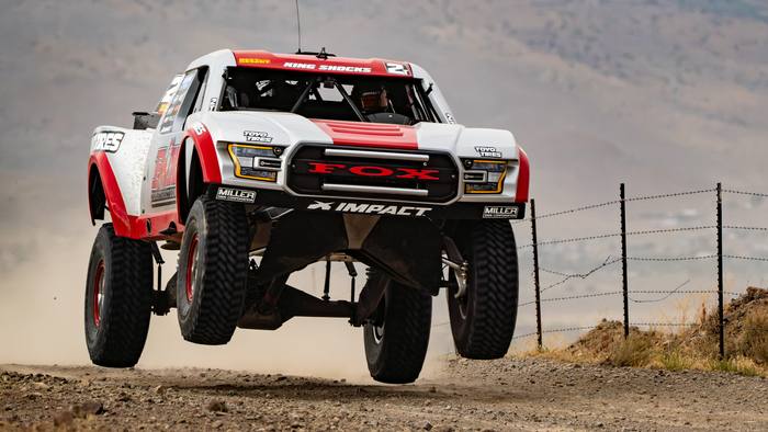 Unlimited Truck SPEC race vehicle number 282 at speed, Brady Fox
